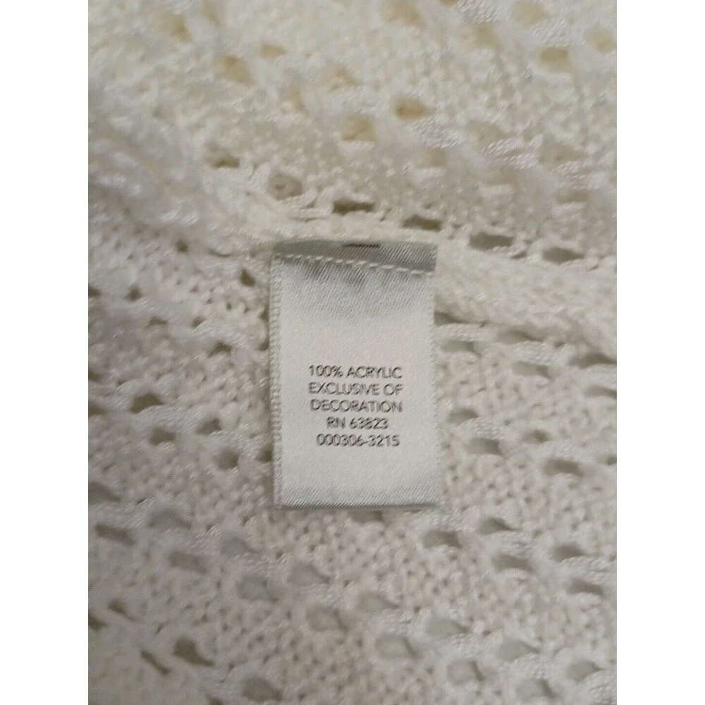 CJ Banks Sweater Pullover Tunic Top Crochet White Pullover Sz 2X